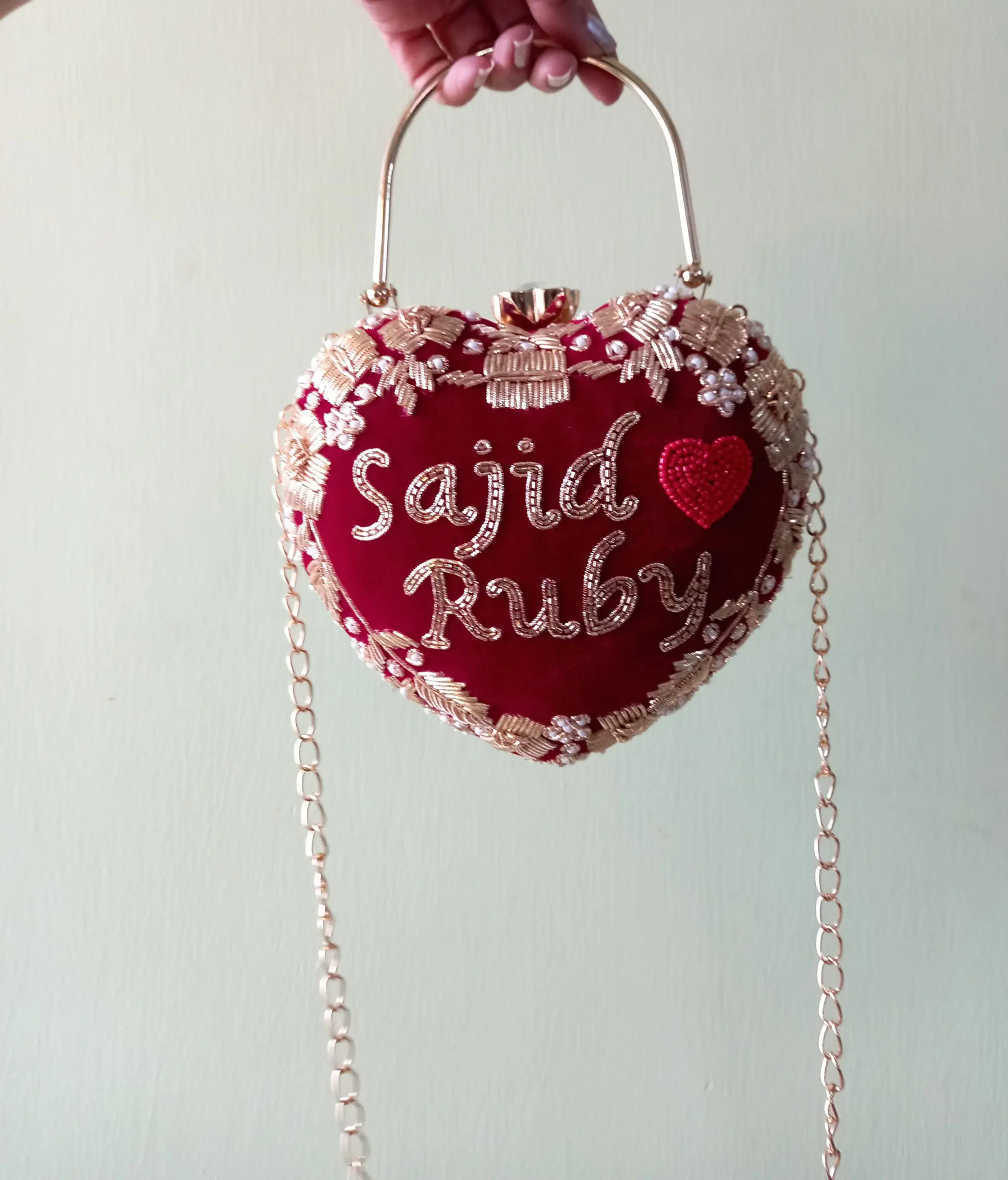 The Perfect Match - Heart Shape Customized Bridal Clutch